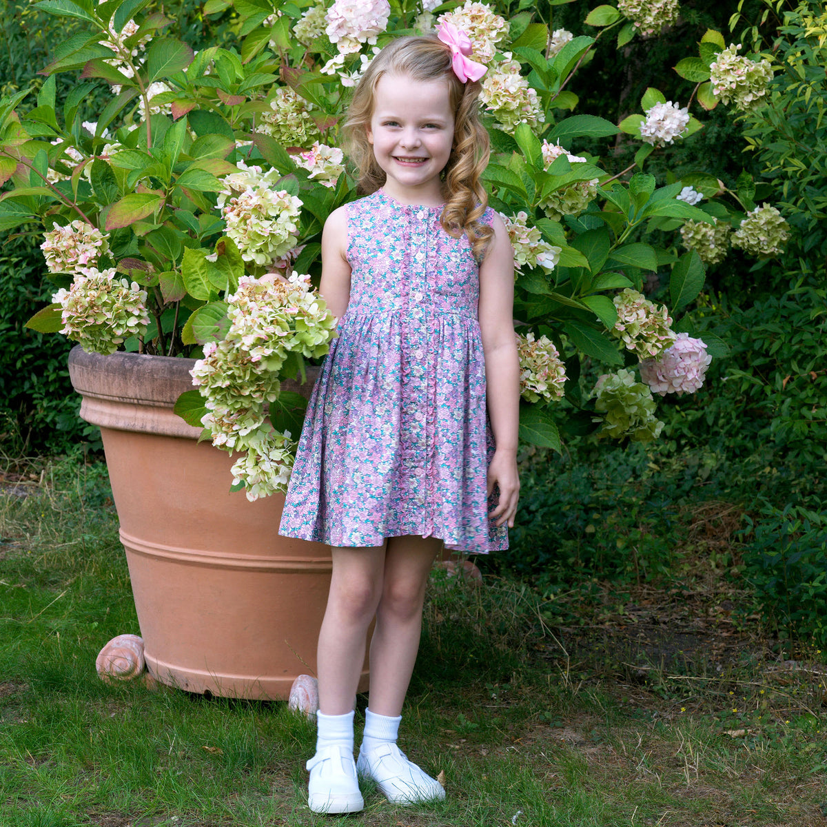 Pink Floral Button-front Dress