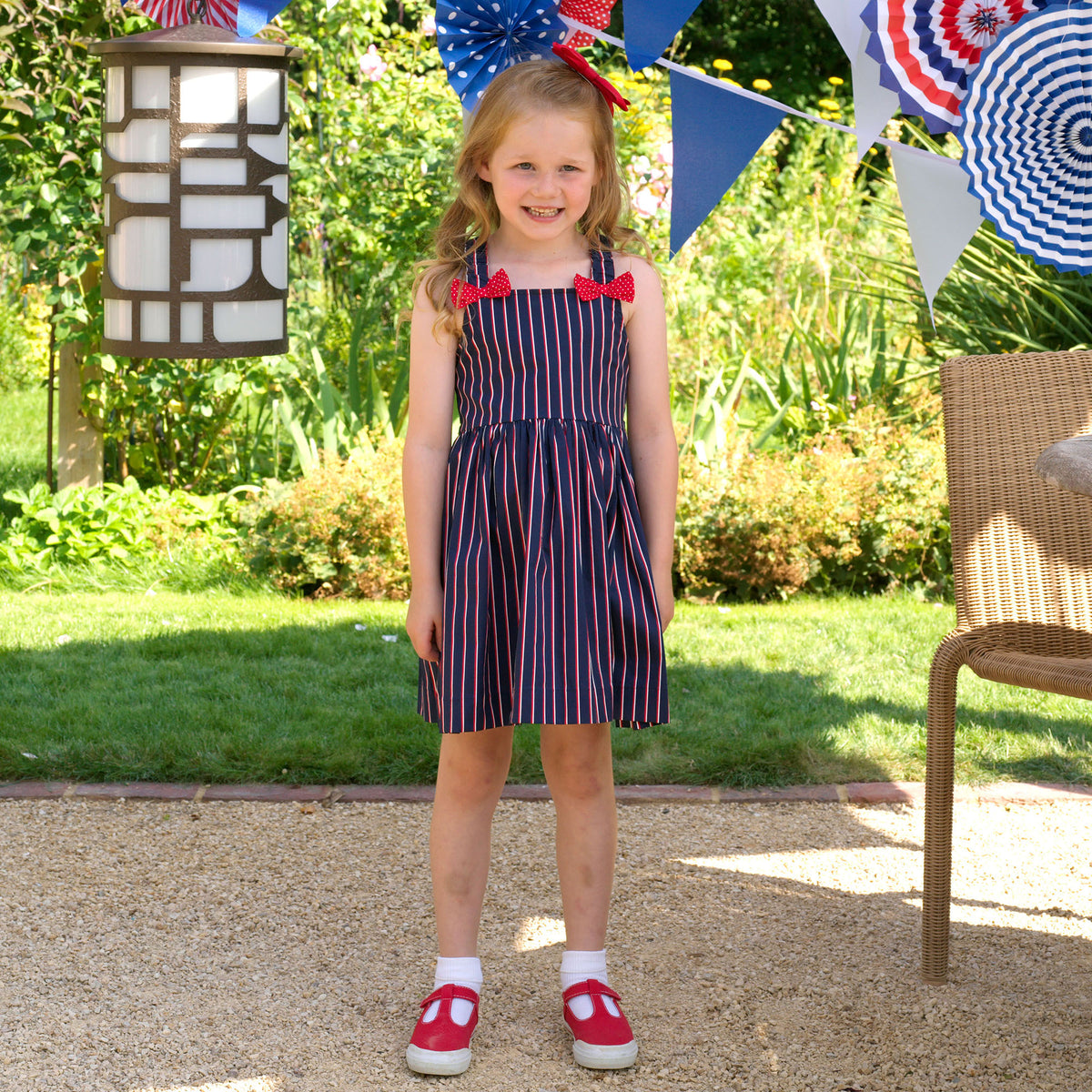 Navy Striped Bow Sundress