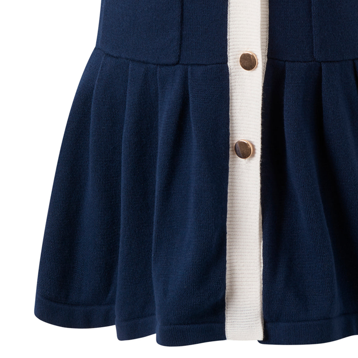 Navy Knit Pleated Dress