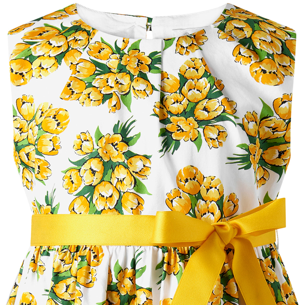 Tulip Bouquet Sash Dress, Yellow