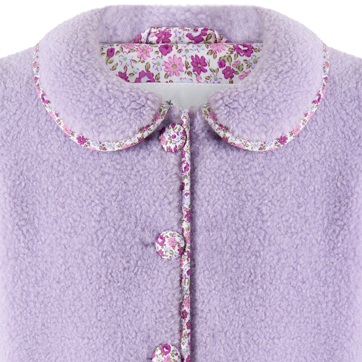 Purple Shearling Floral Trim Jacket