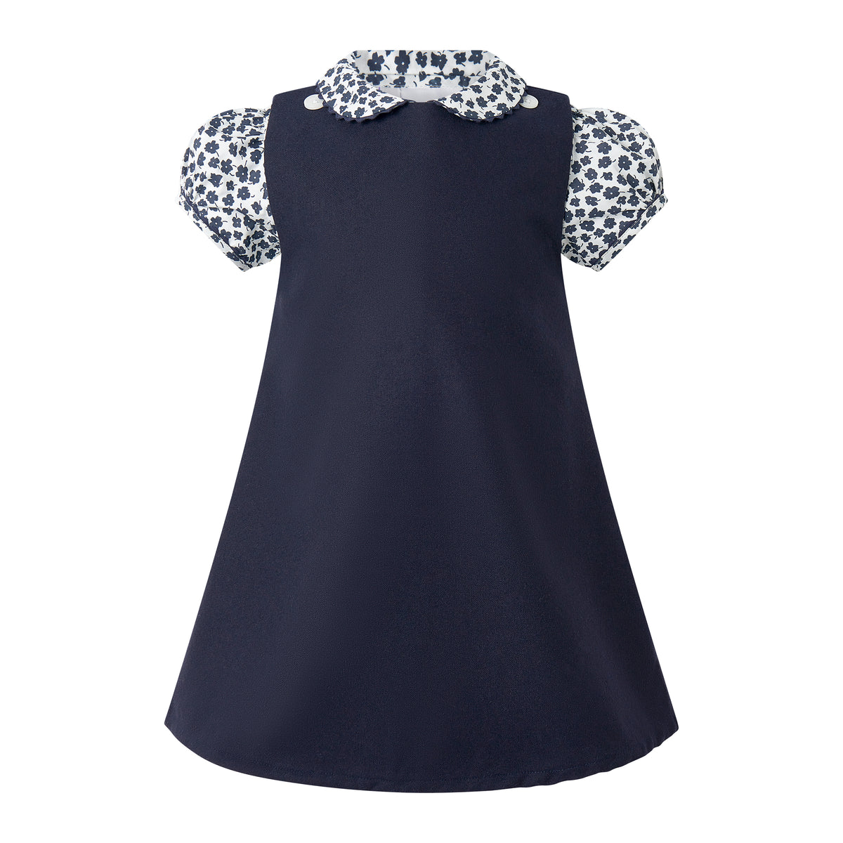 Navy Floral Blouse Pinafore Dress