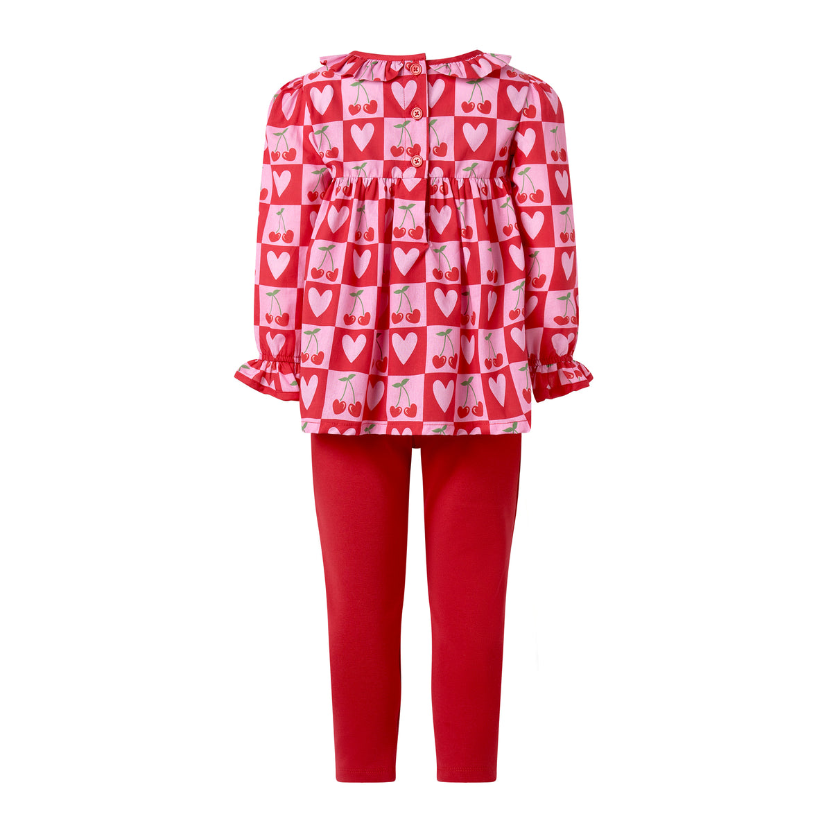 Cherry Heart Leggings & Blouse Set
