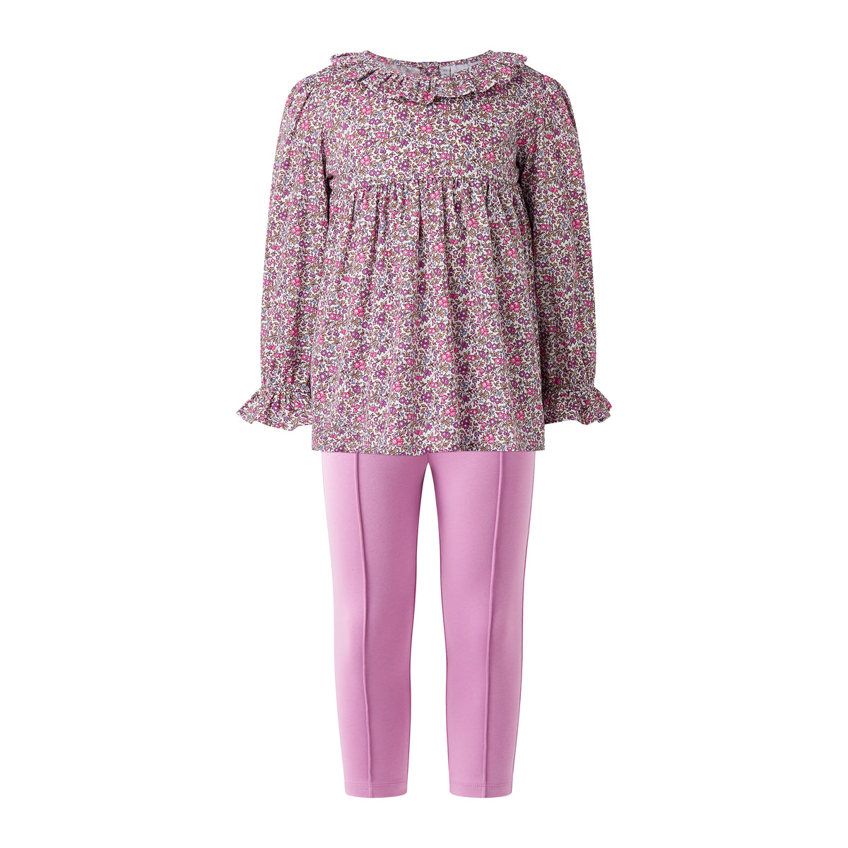 Purple Floral Blouse & Legging Set