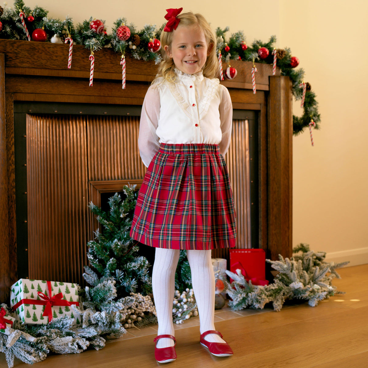 Tartan Skirt & Blouse Set