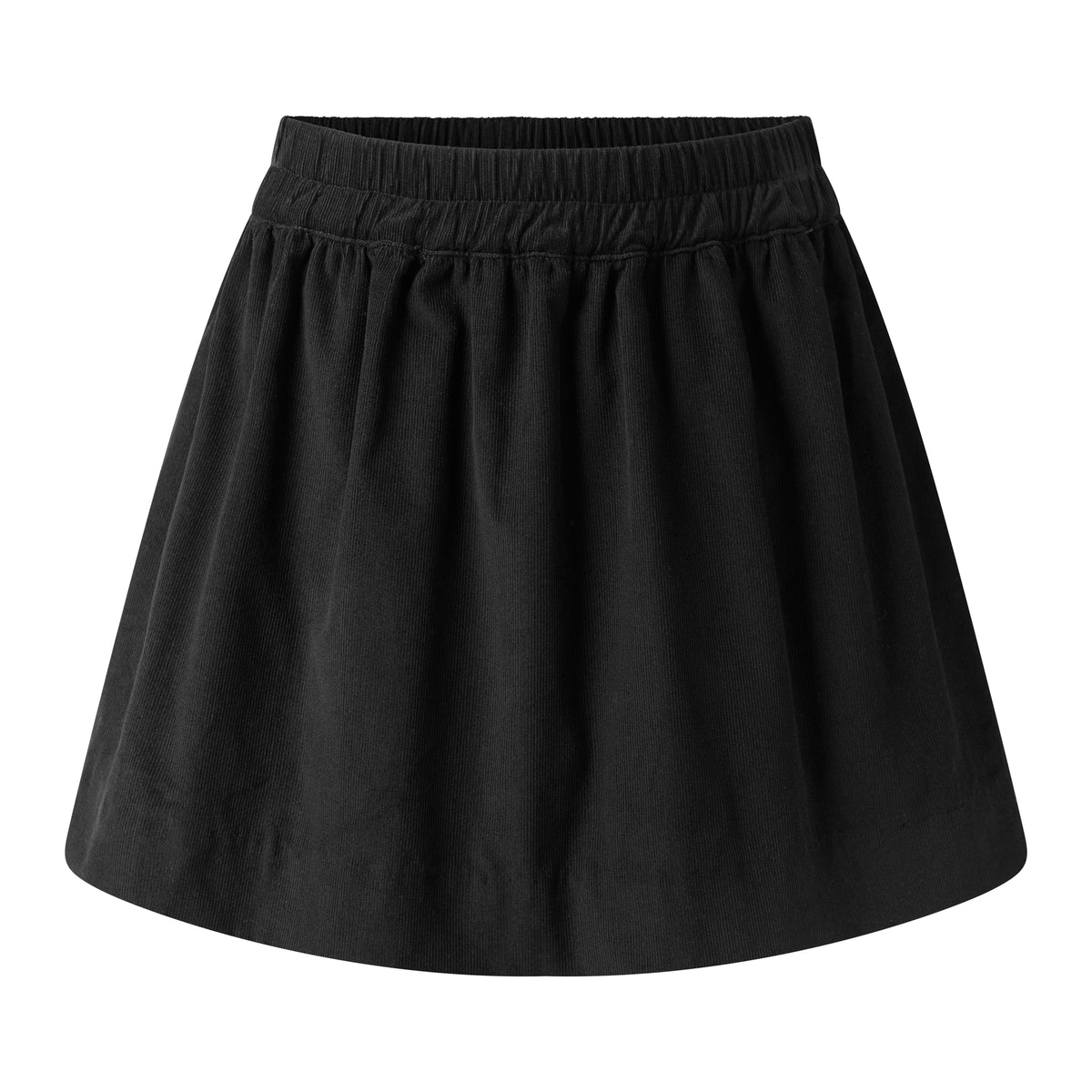 Black Babycord Pull-on Skirt