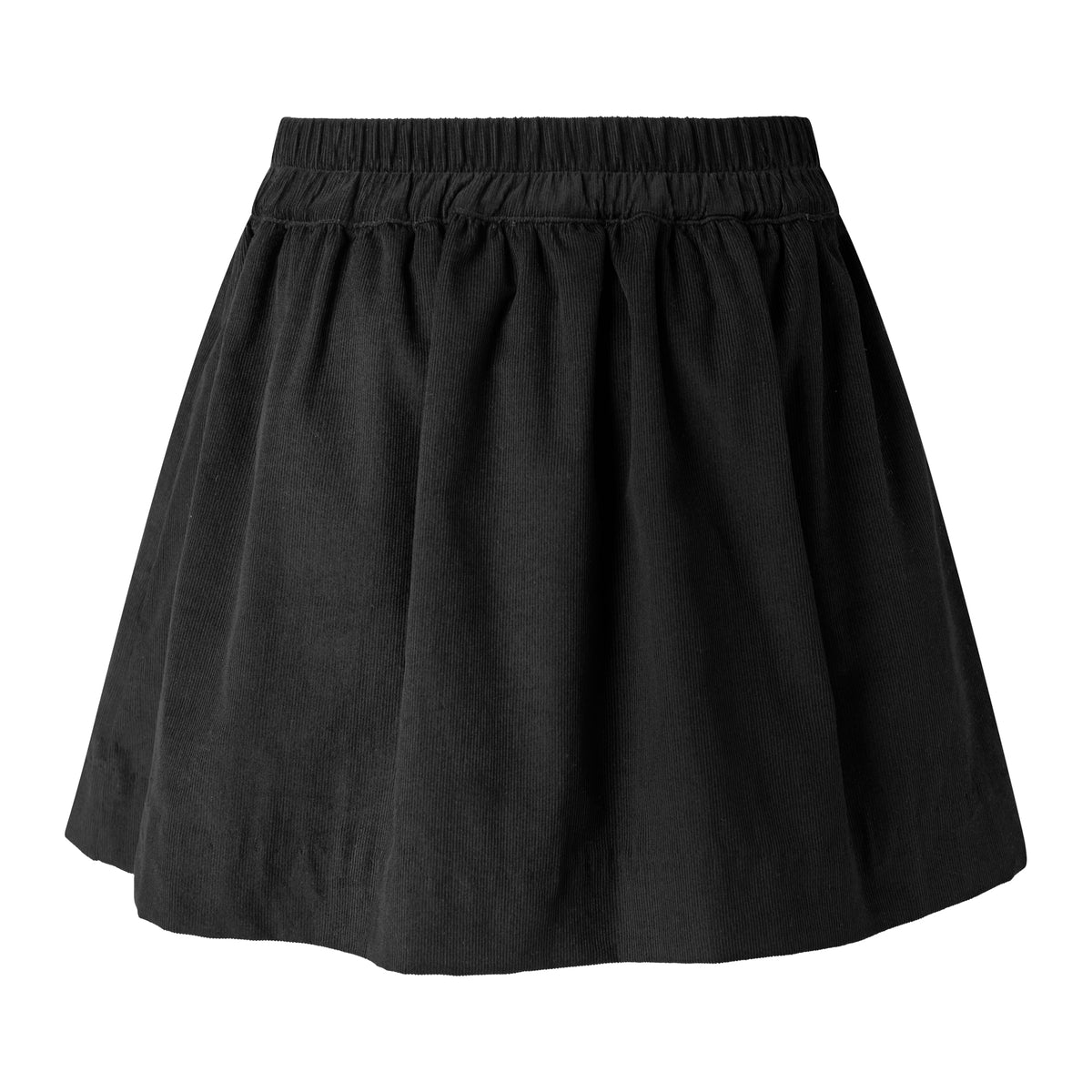 Black Babycord Pull-on Skirt