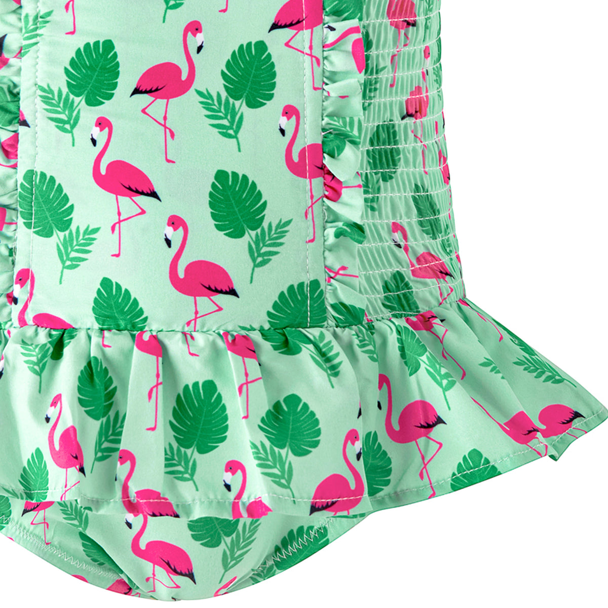 Green Flamingo Ruched Swimsuit