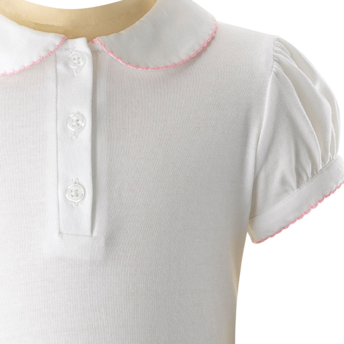 Pink Picot Trim Polo