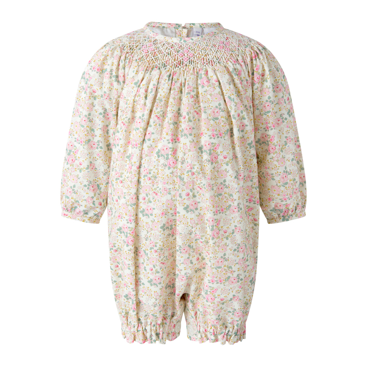 Pink Floral Smocked Babysuit