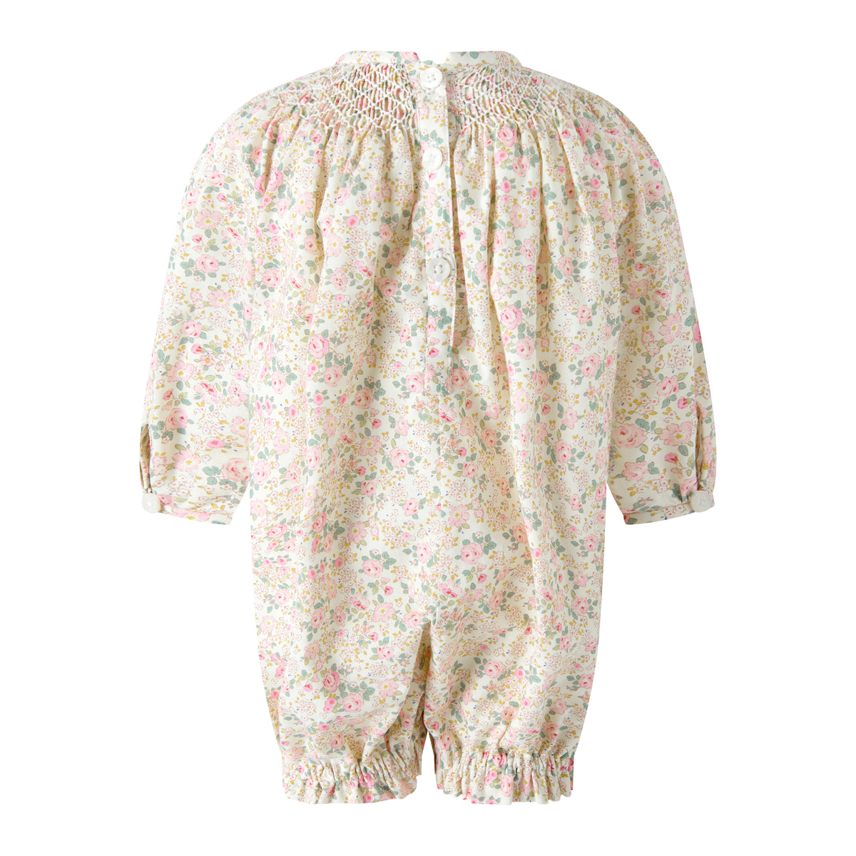 Pink Floral Smocked Babysuit