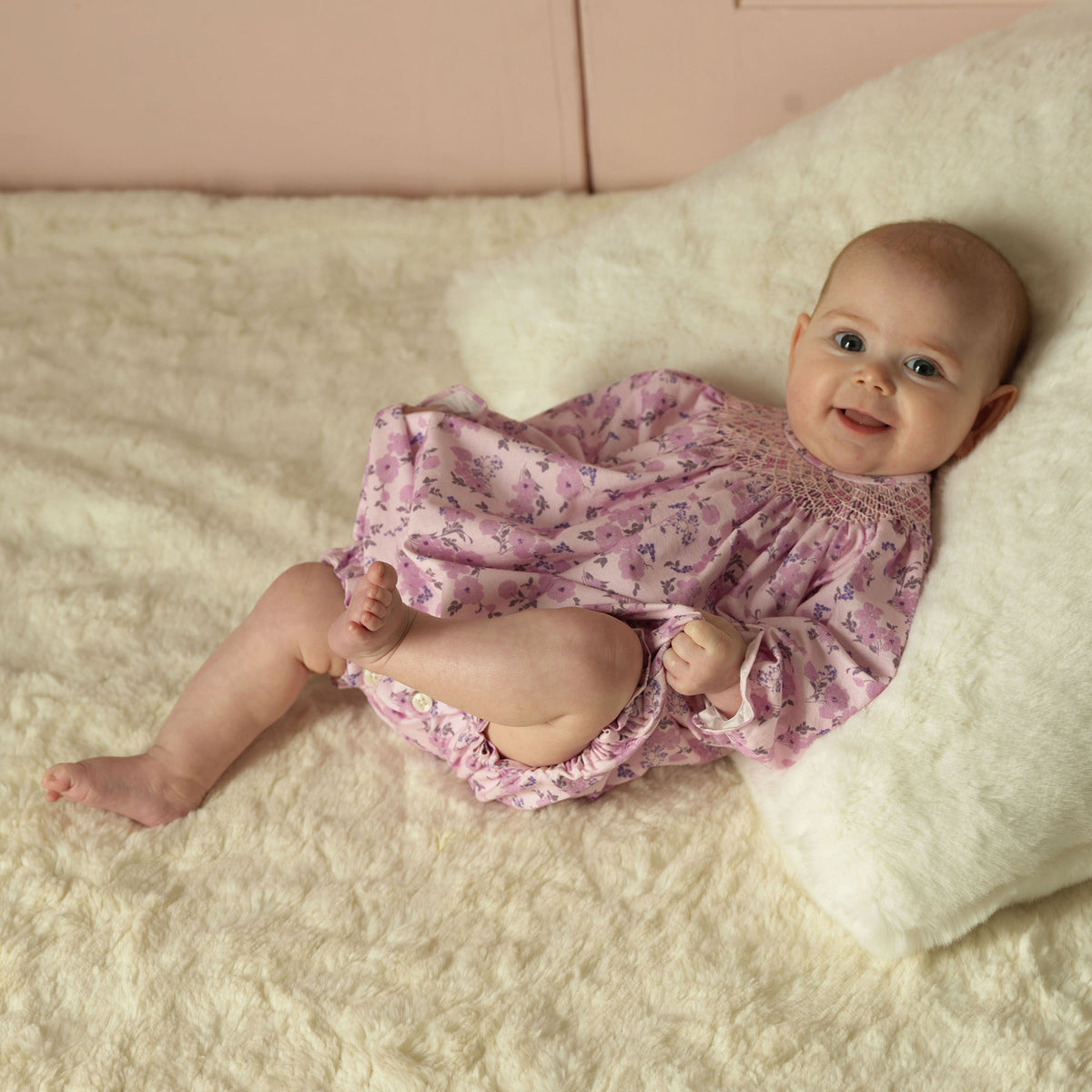 Lilac Smocked Babysuit