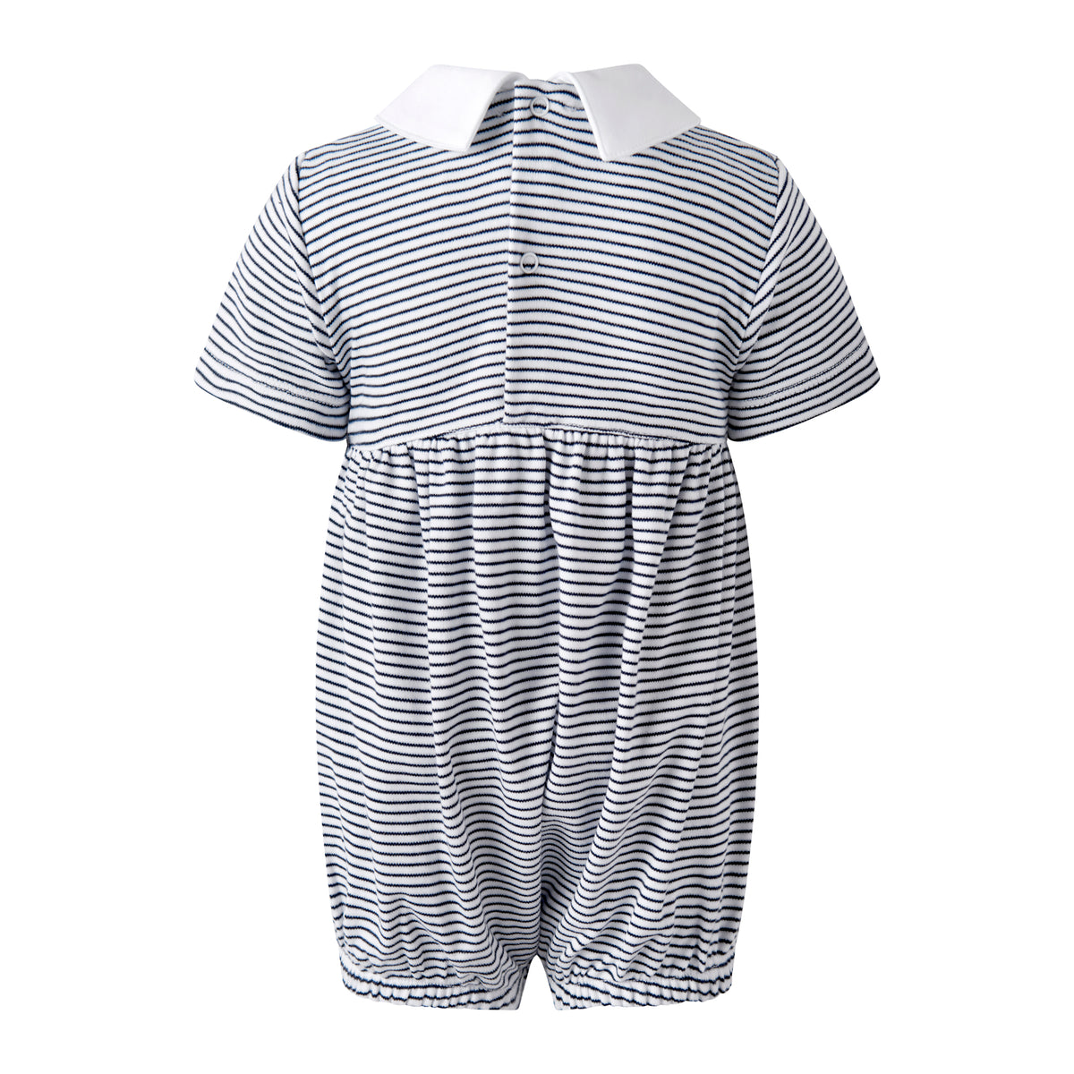 Navy Stripe Smocked Bubble