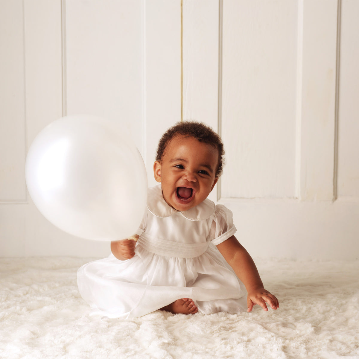 Ivory Organza Pintuck Dress