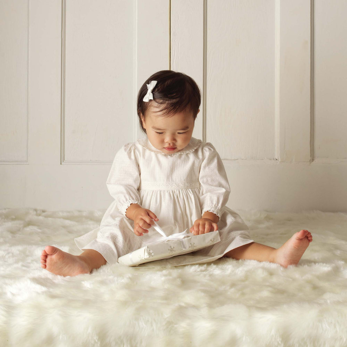 Ivory Lace Trim Dress & Bloomers