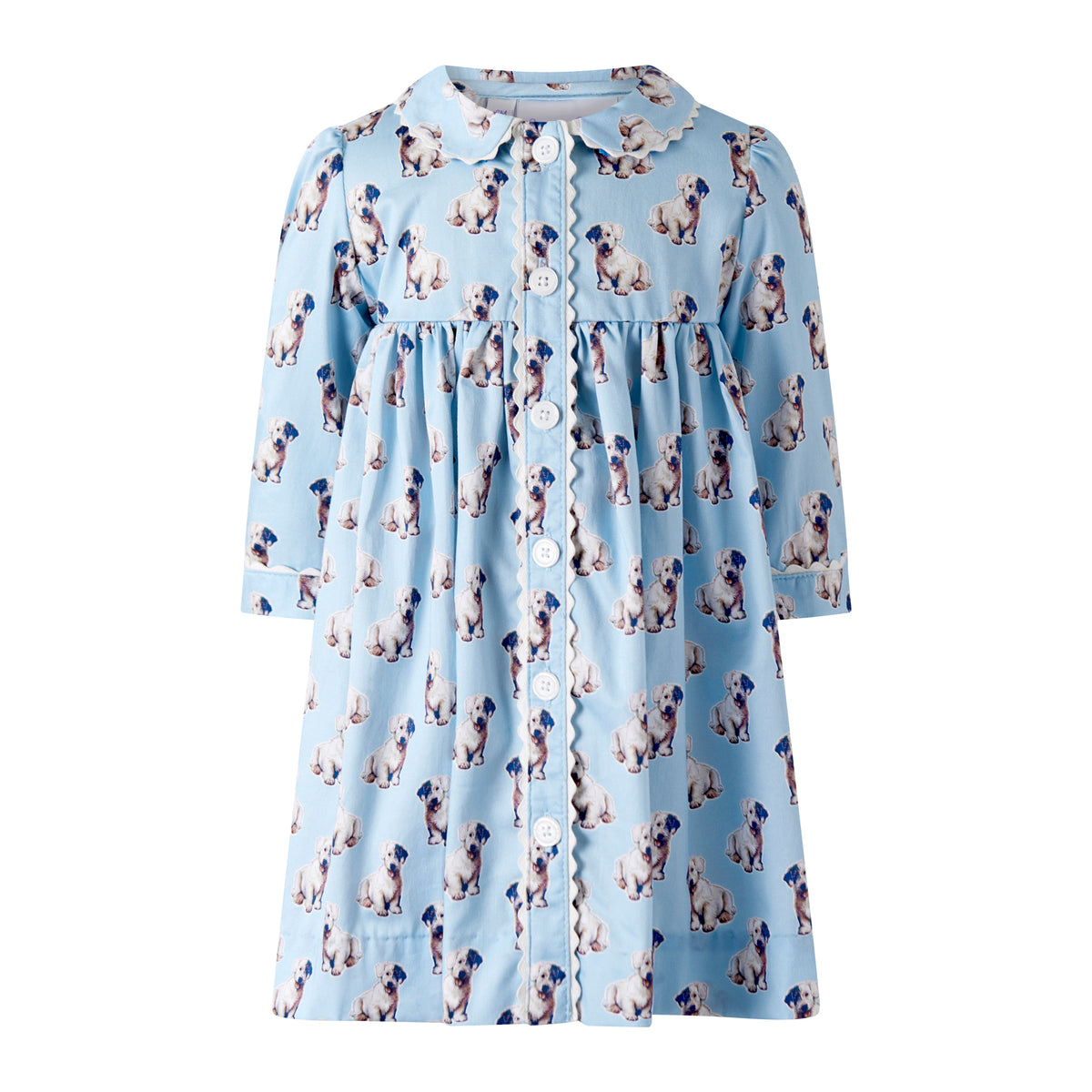 Blue Puppy Button-front Dress & Bloomers