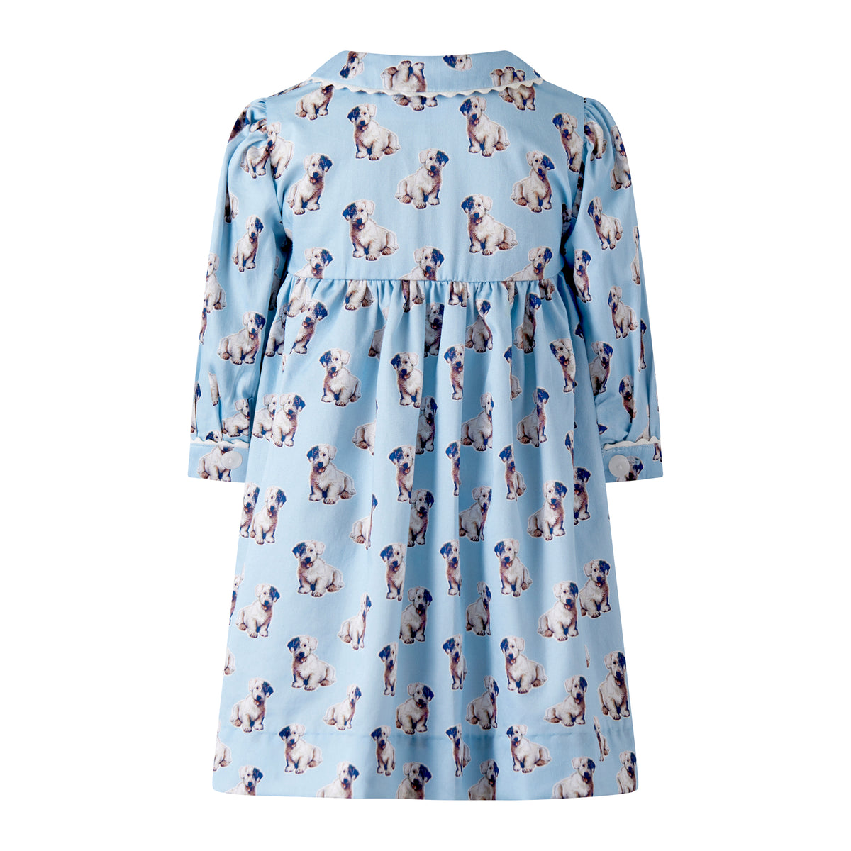 Blue Puppy Button-front Dress & Bloomers