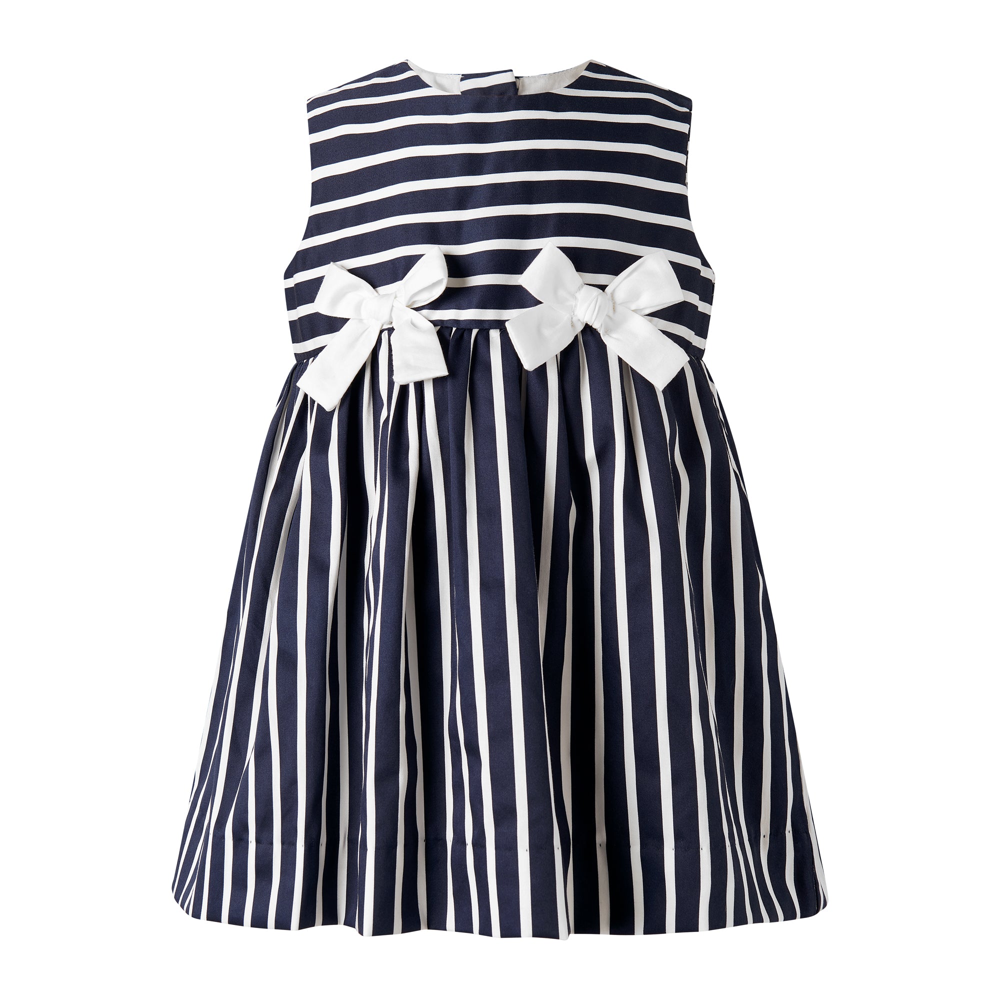 Navy Stripe Bow Dress & Bloomers