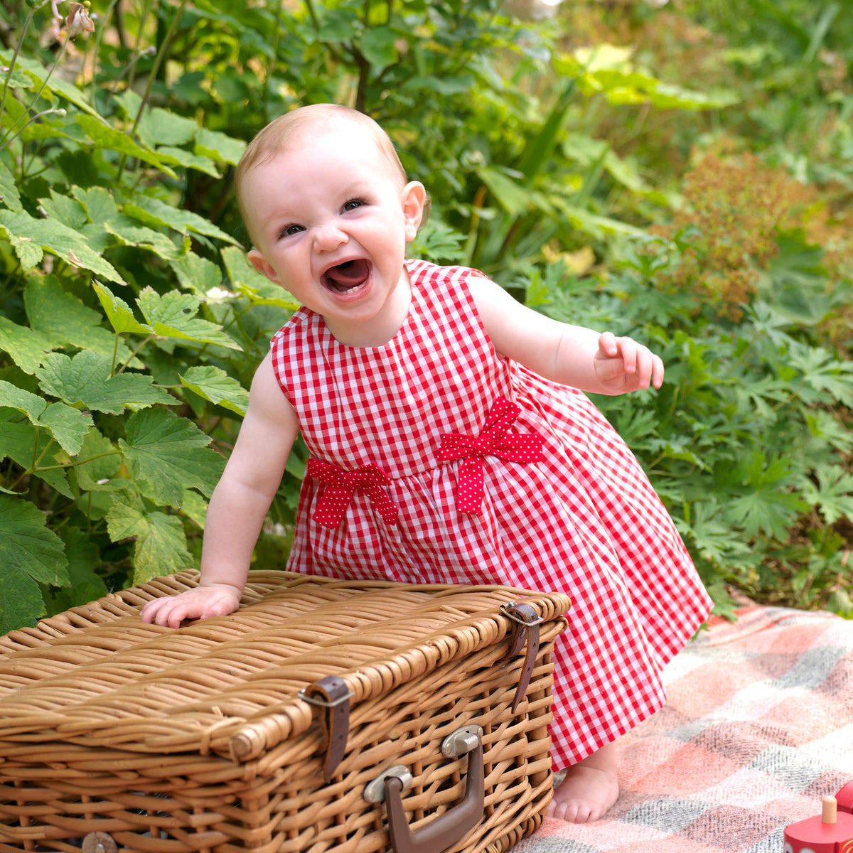 Red Gingham Bow Dress & Bloomers