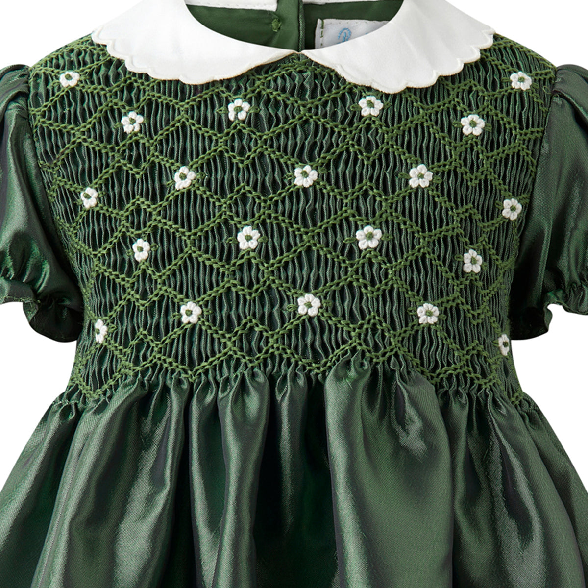 Green Taffeta Smocked Dress