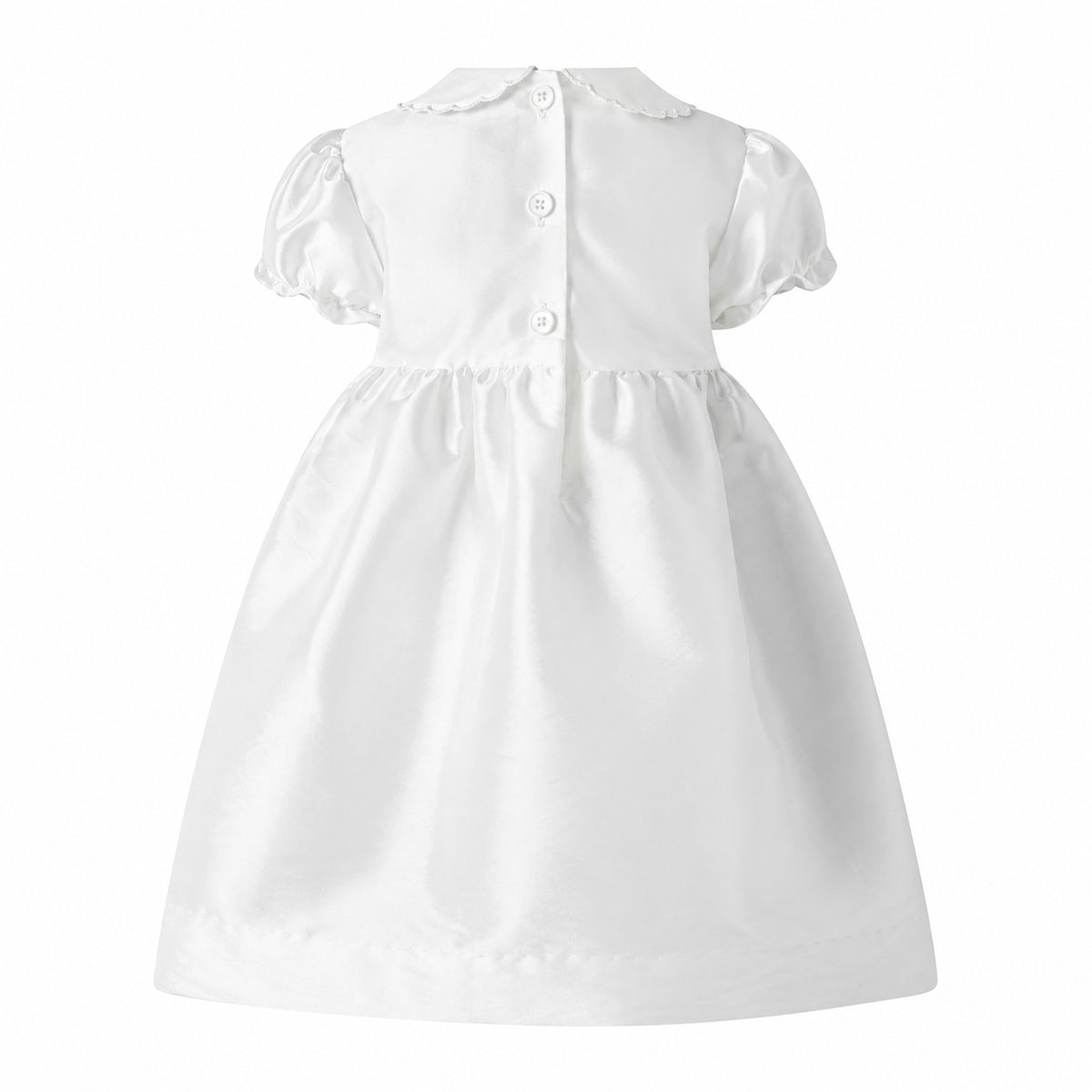 Ivory Taffeta Smocked Dress