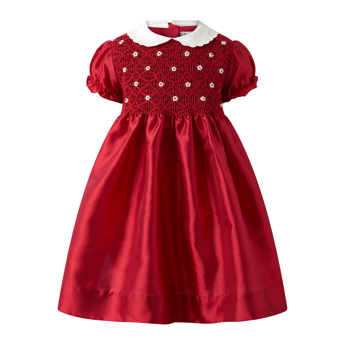 Red Taffeta Smocked Dress