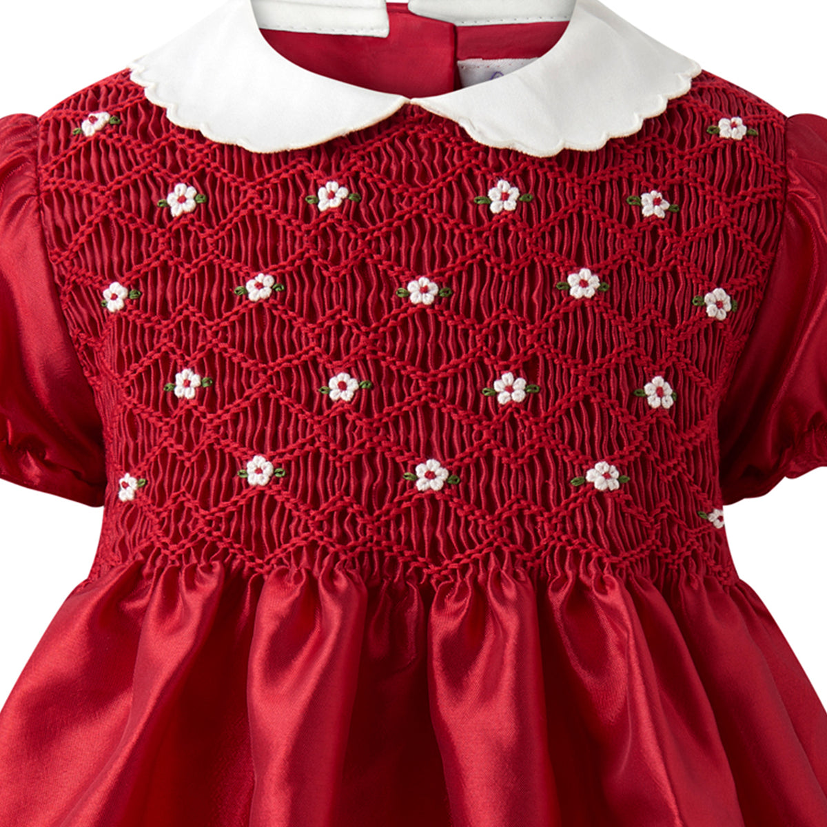 Red Taffeta Smocked Dress
