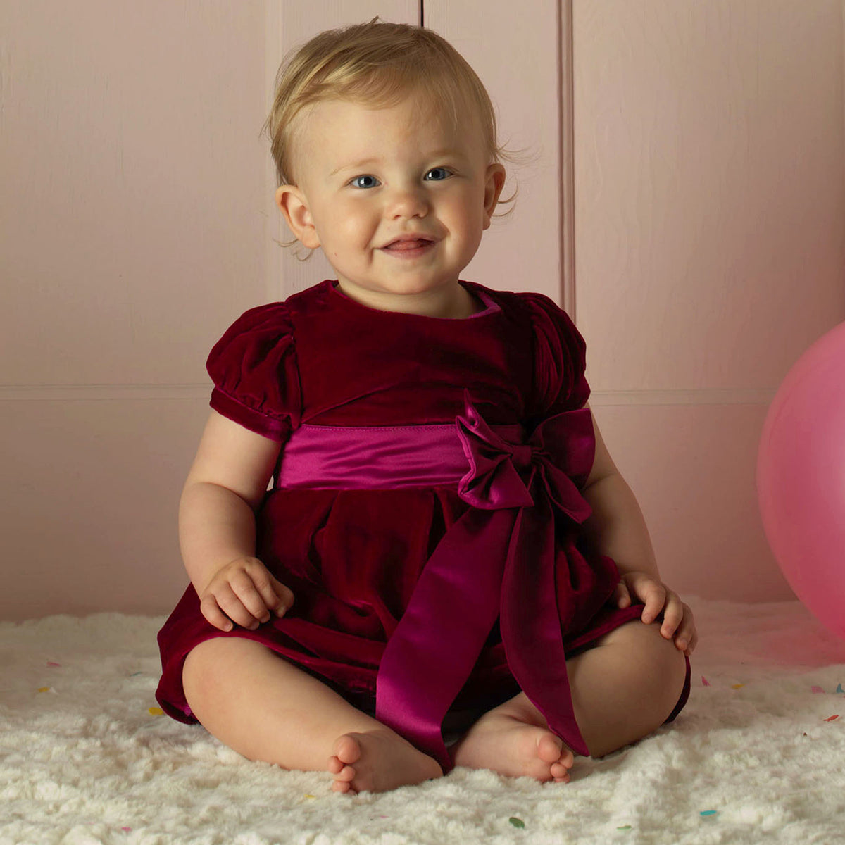 Pink Velvet Bow Dress