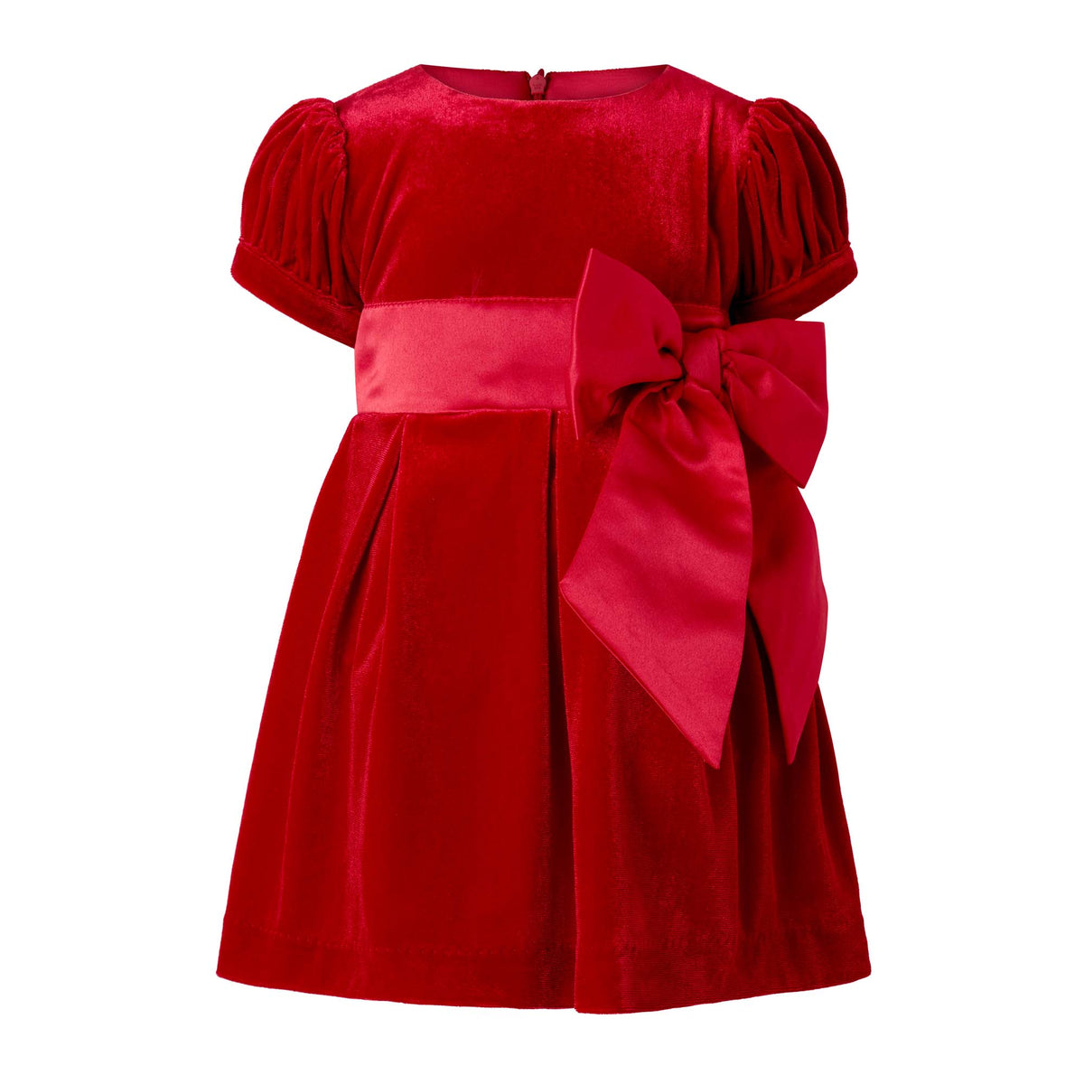 Crushed Velvet Bow Dress, Red