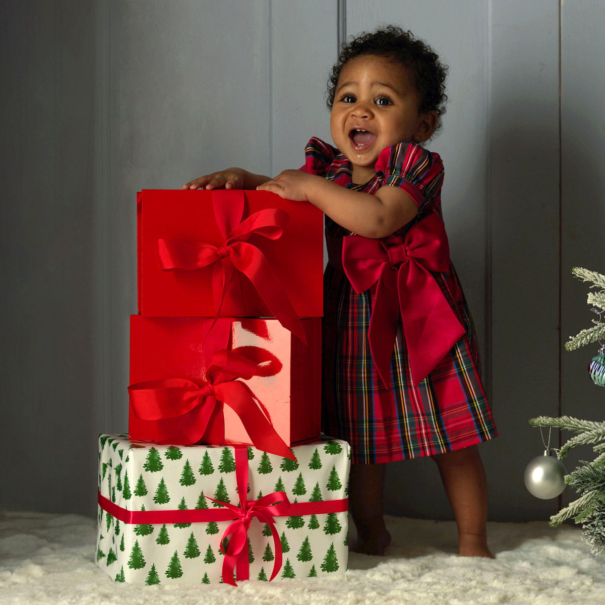 Red Tartan Bow Dress