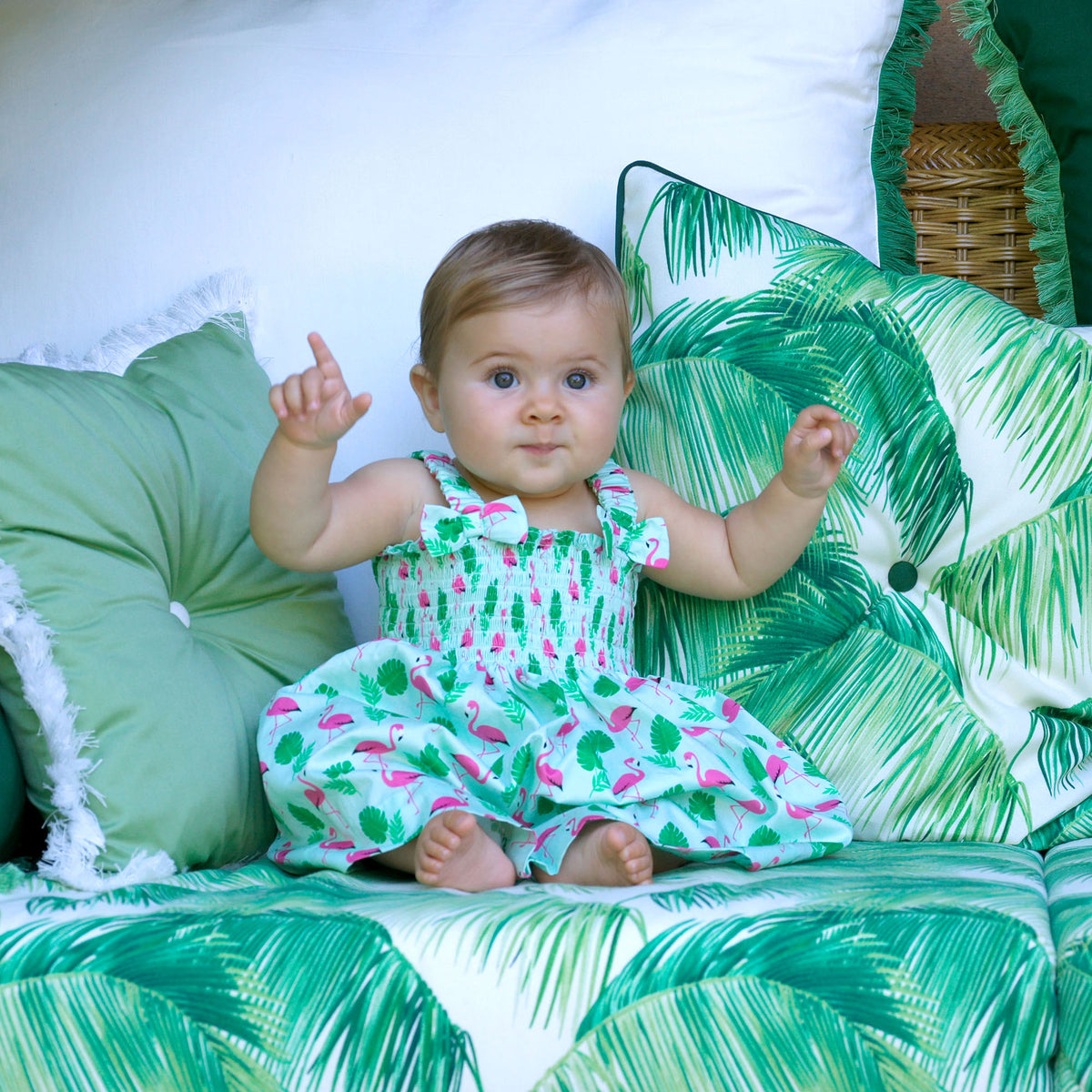 Green Flamingo Sundress & Bloomers