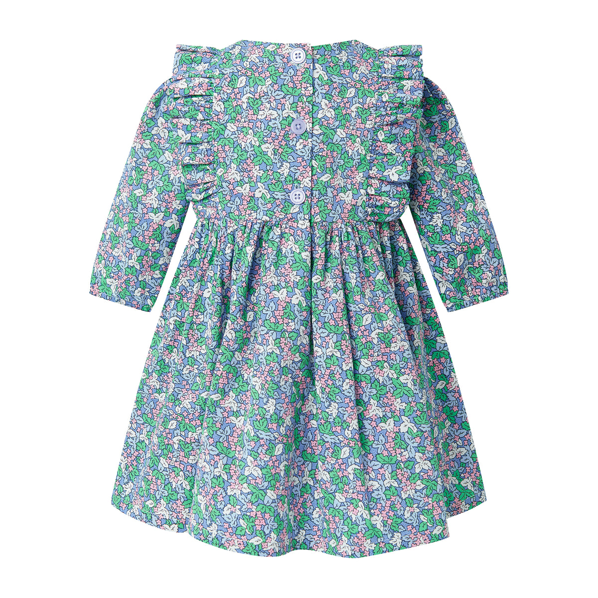 Blue Winter Blossom Frill Dress & Bloomers