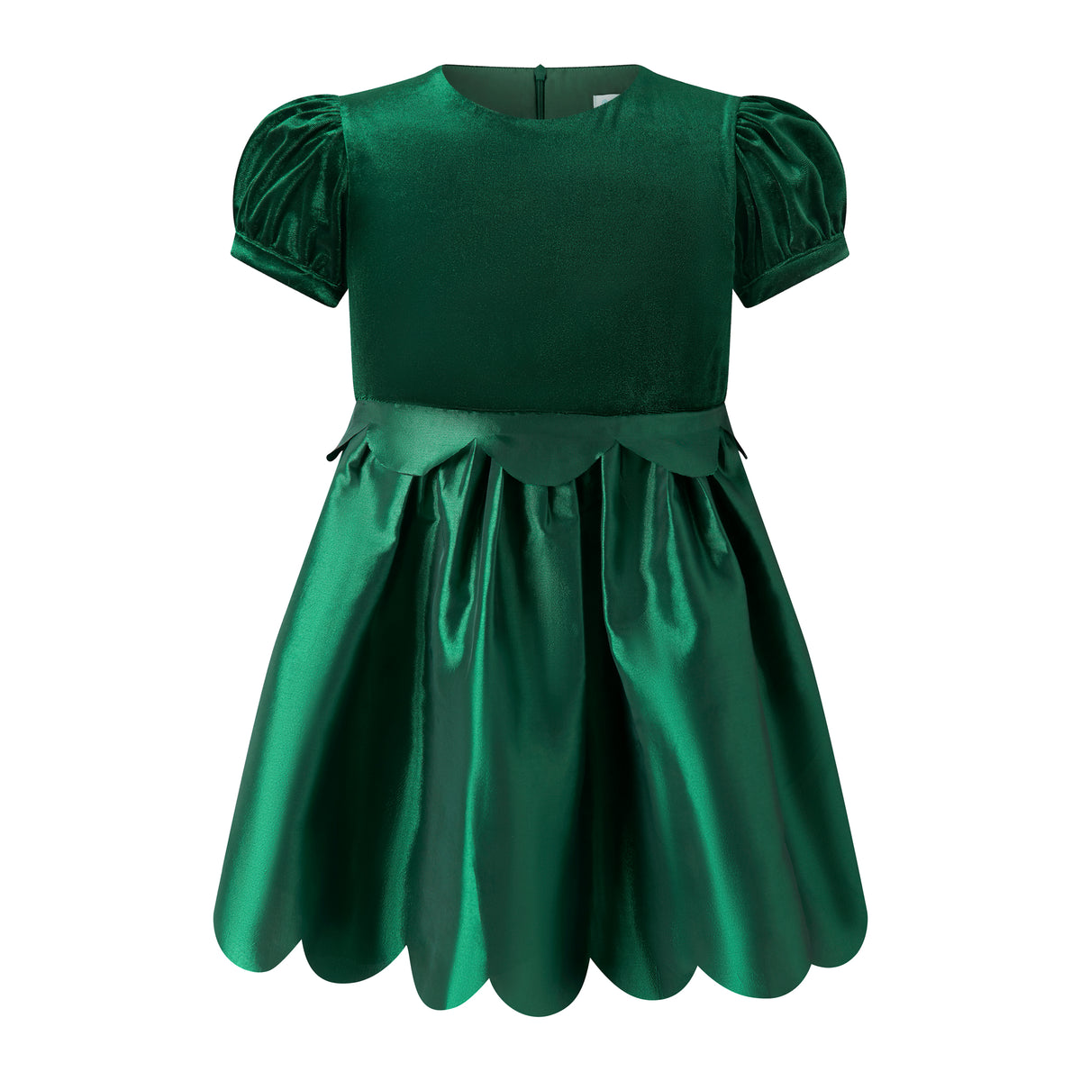 Green Taffeta Scalloped Dress