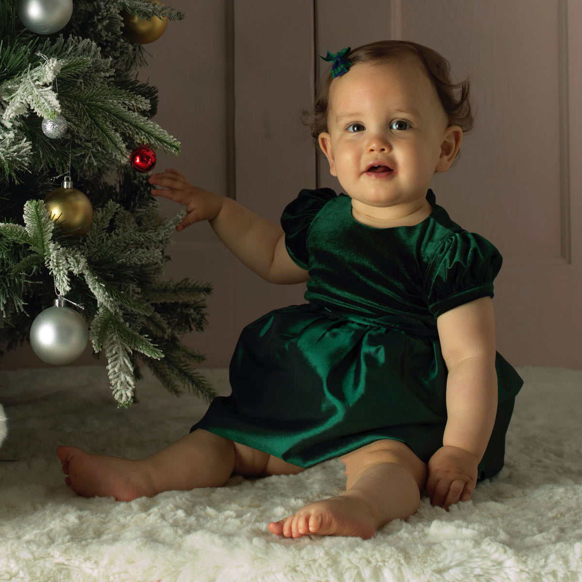 Green Taffeta Scalloped Dress