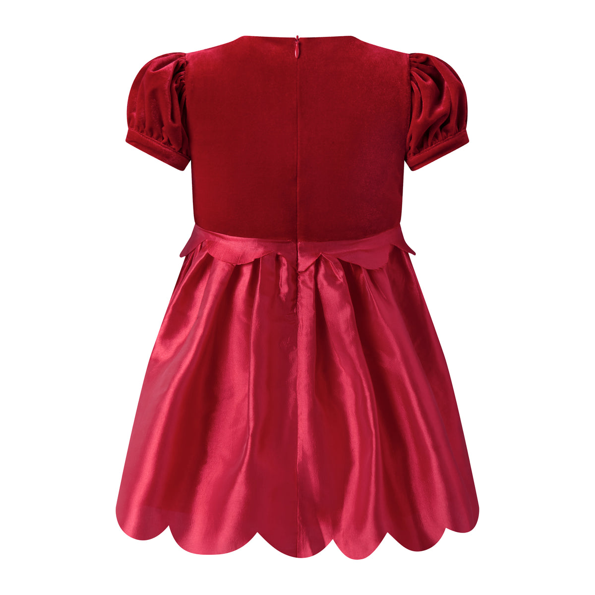 Red Taffeta Scalloped Dress