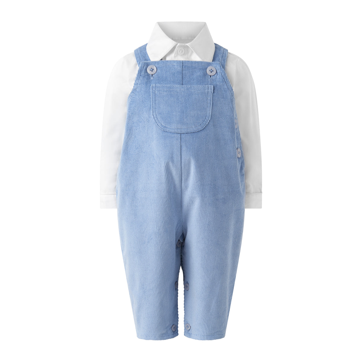 Cord Dungarees and Shirt Set