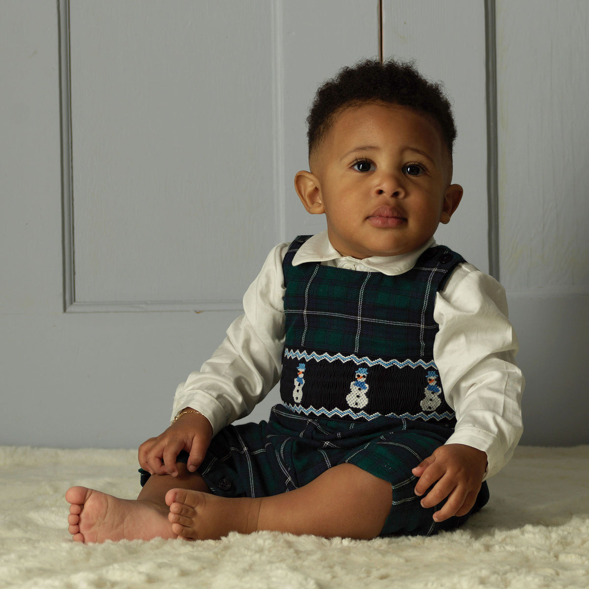 Snowman Smocked Dungarees
