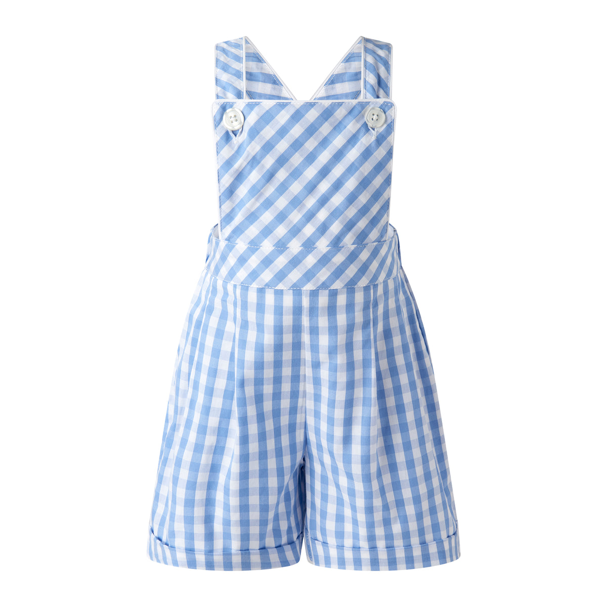 Blue Gingham Dungarees