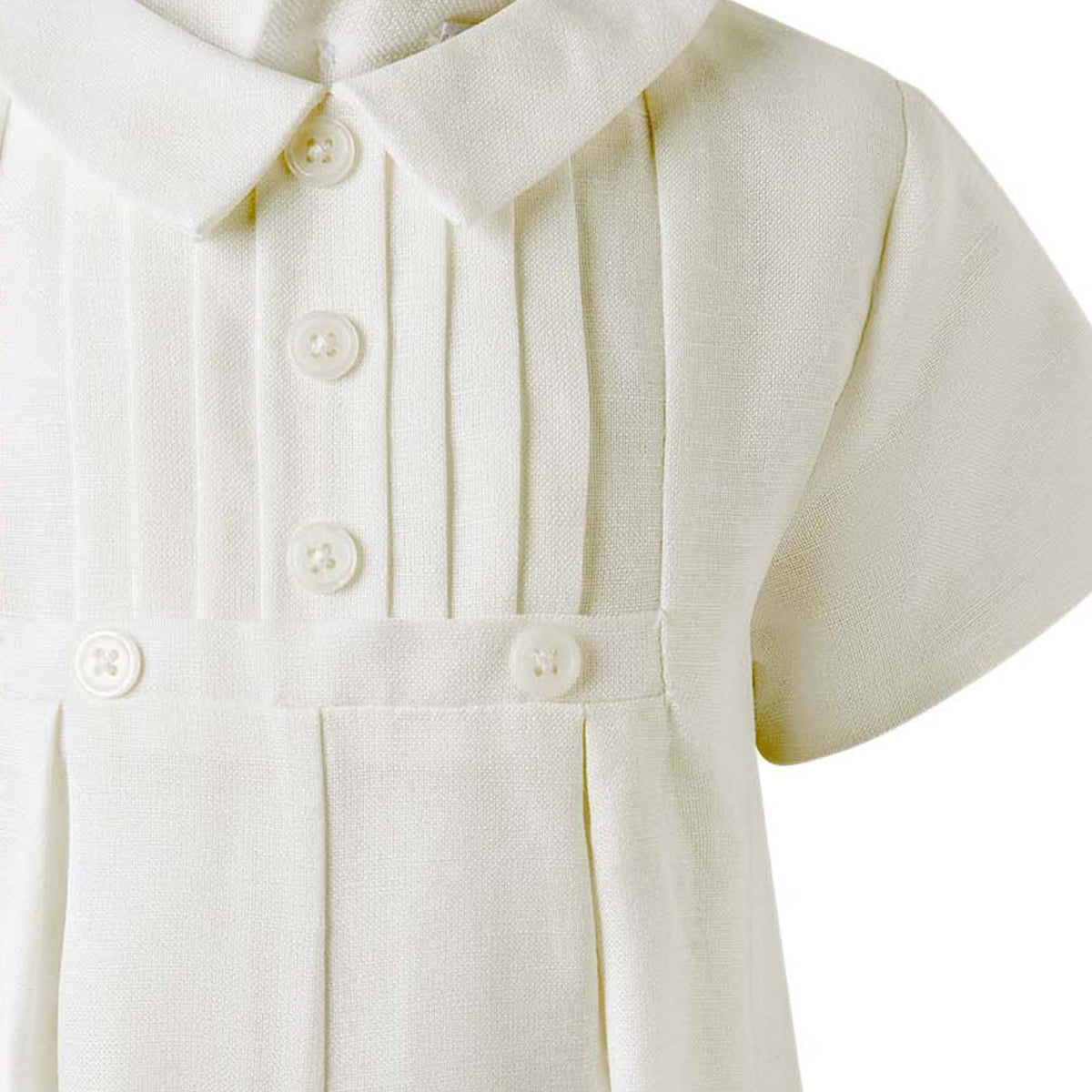 Linen Pleated Babysuit and Bonnet