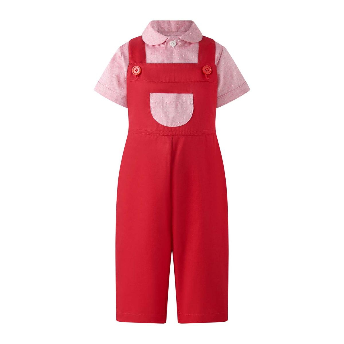 Swiss Dot Shirt & Dungaree Set
