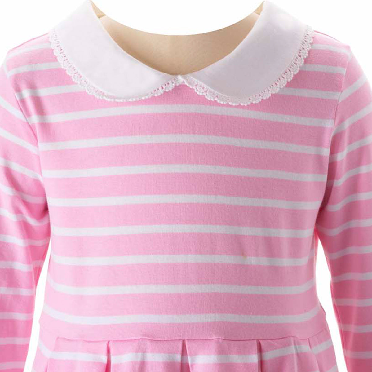 Pink Long Sleeved Breton Striped Jersey Dress