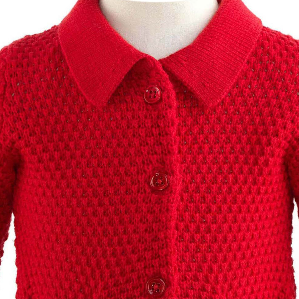 Red Moss Stitch Cardigan