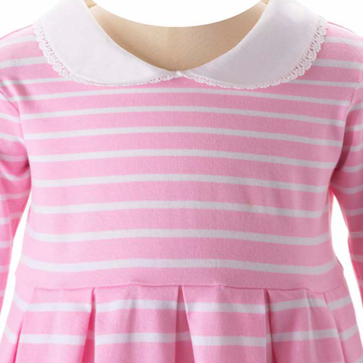 Pink Long Sleeve Breton Striped Jersey Dress
