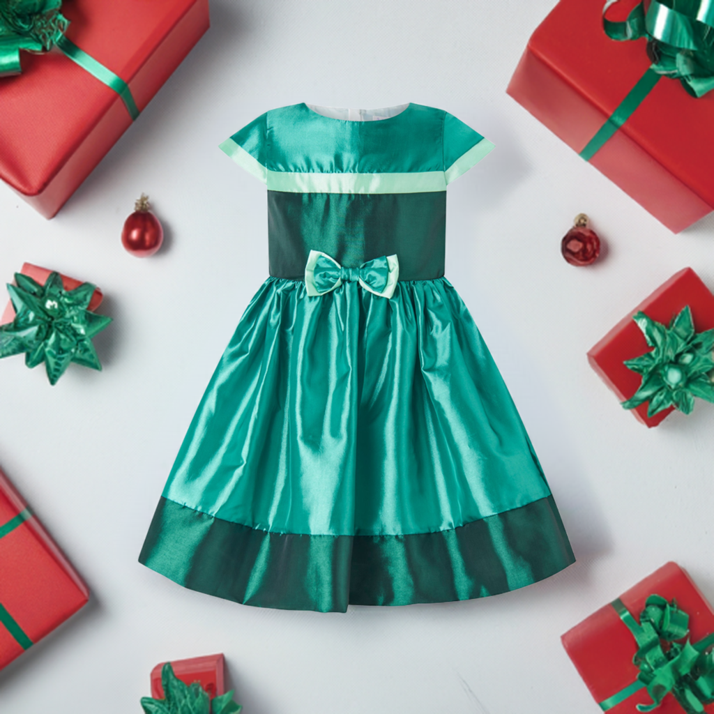 Green Stripe Taffeta Party Dress