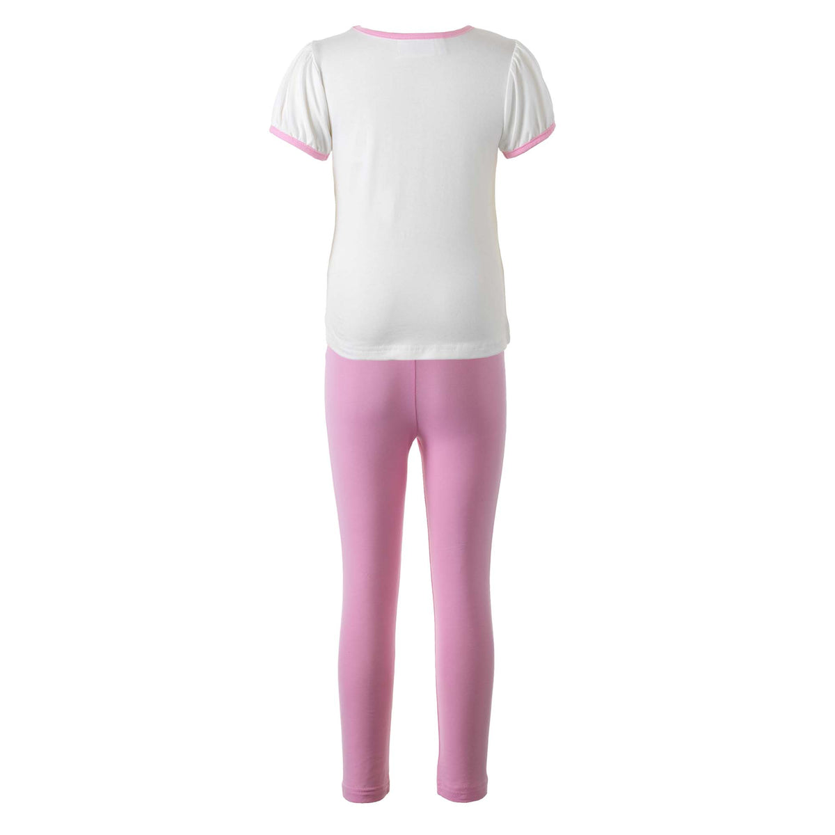 Girls jersey ivory t-shirt with crown motif and "My Little Princess" text on and pink leggings set.