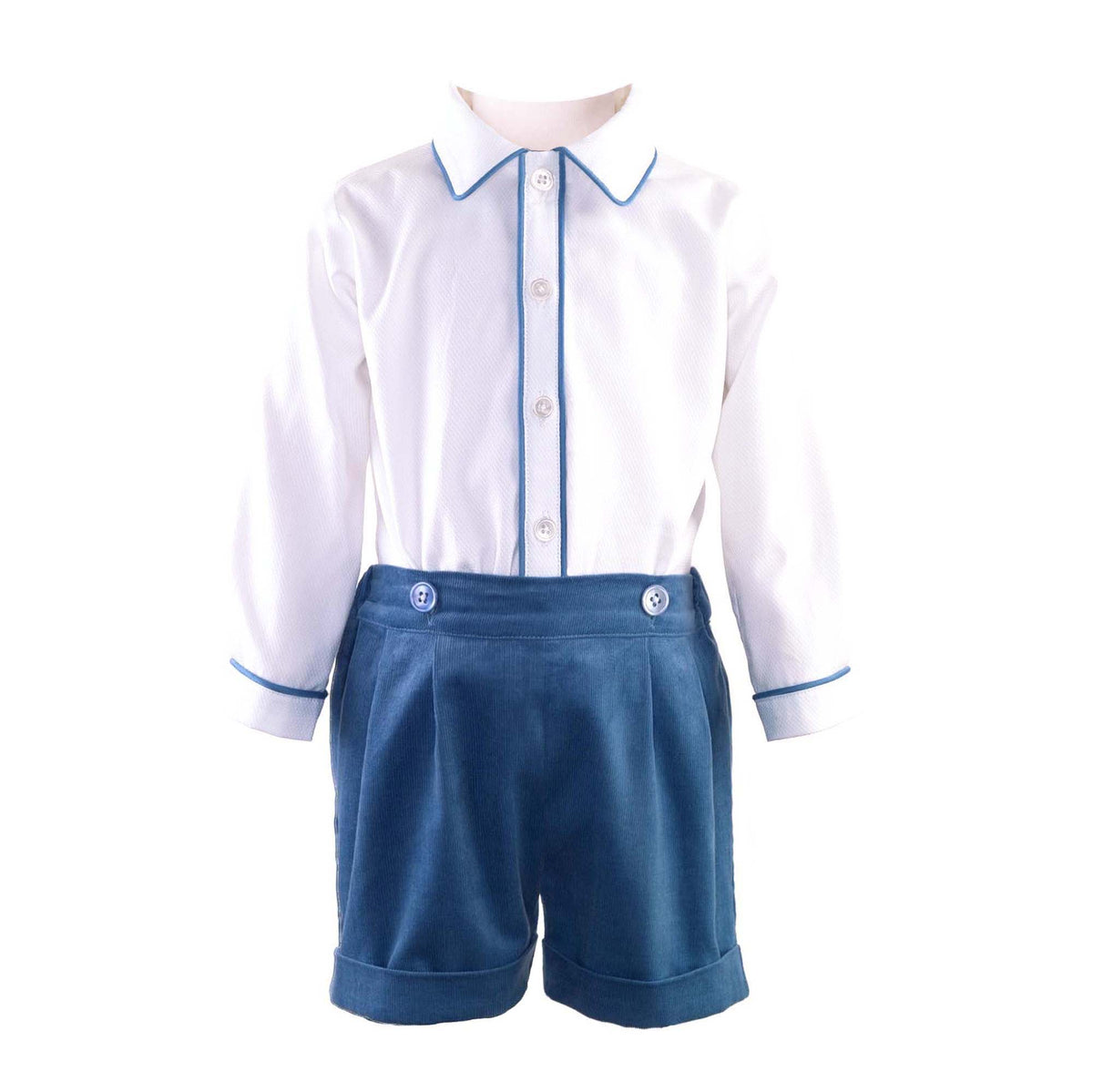 Blue Cord Short & Shirt Set