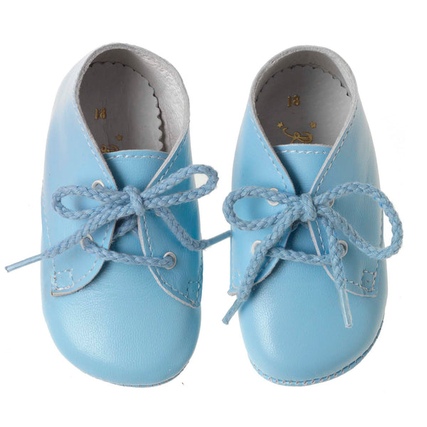 Lace Up Bootees, Pale Blue