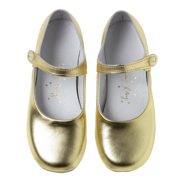 Button Strap Slippers, Gold