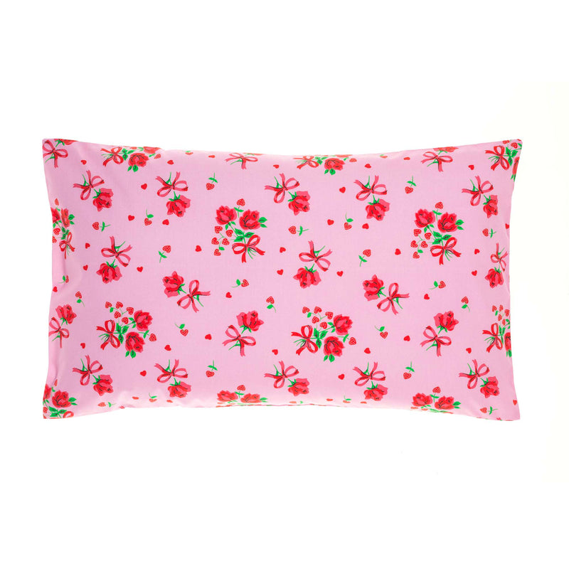 Strawberry Rose Duvet Cover and Pillowcase Set Single Bed