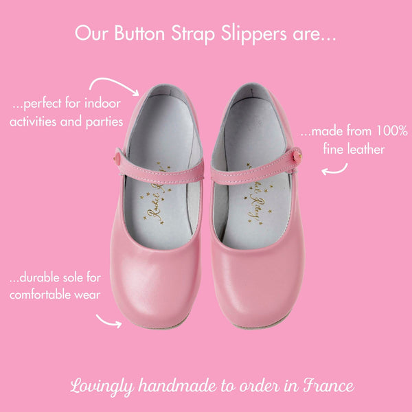 Button Strap Slippers, Pale Pink